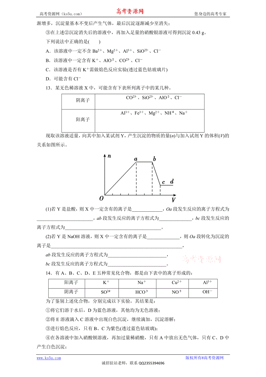 《KS 5U推荐》2017年高考化学二轮复习精品资料 专题04 离子反应（押题专练） WORD版.doc_第3页