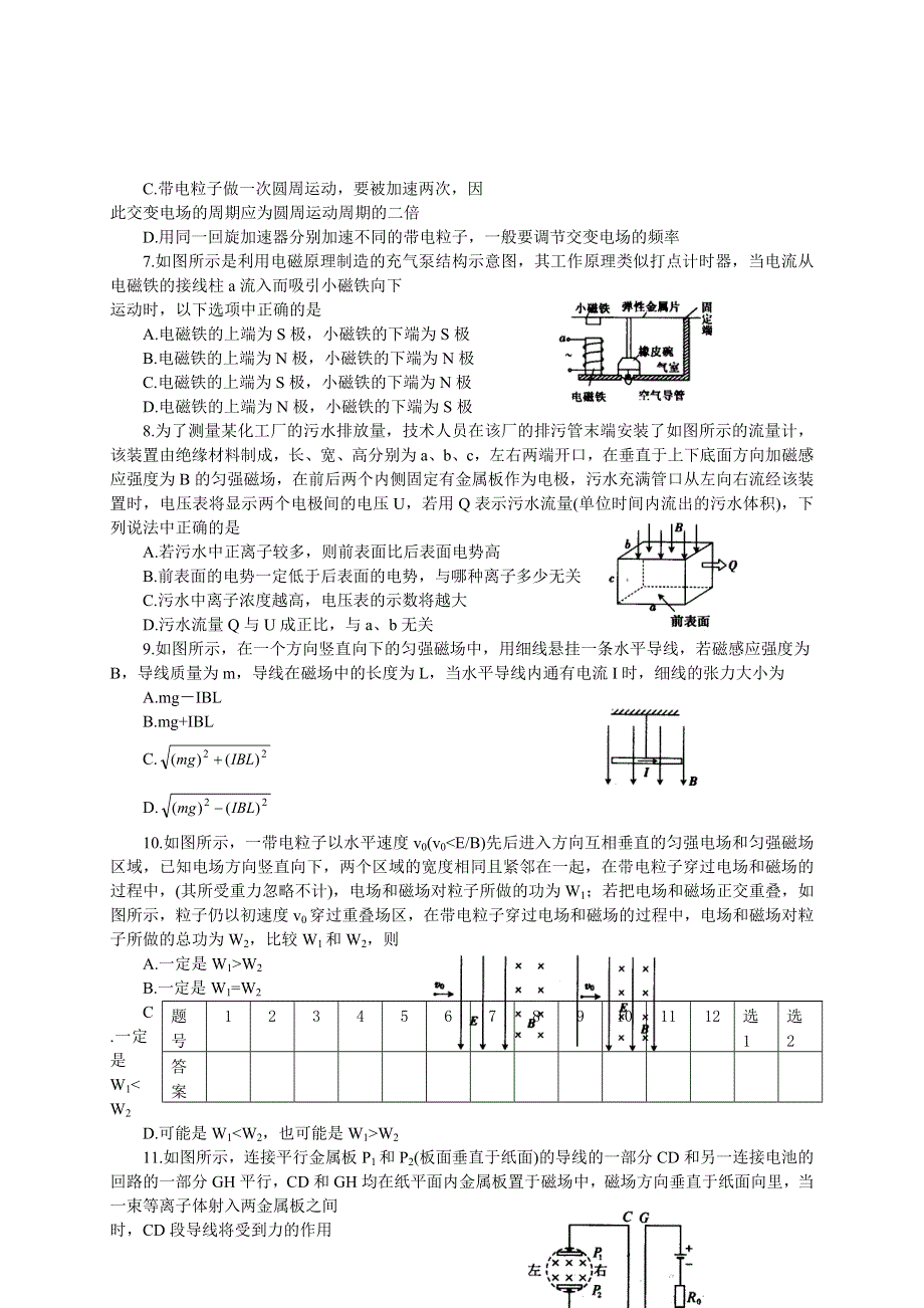 2008年高考物理一轮复习试题（练习11-磁场）.doc_第2页