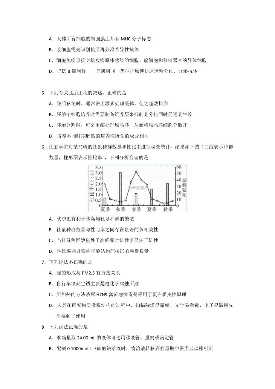 《WORD版2014宁波二模》浙江省宁波市2014届高三第二次模拟考试理综试题 WORD版含答案.doc_第2页