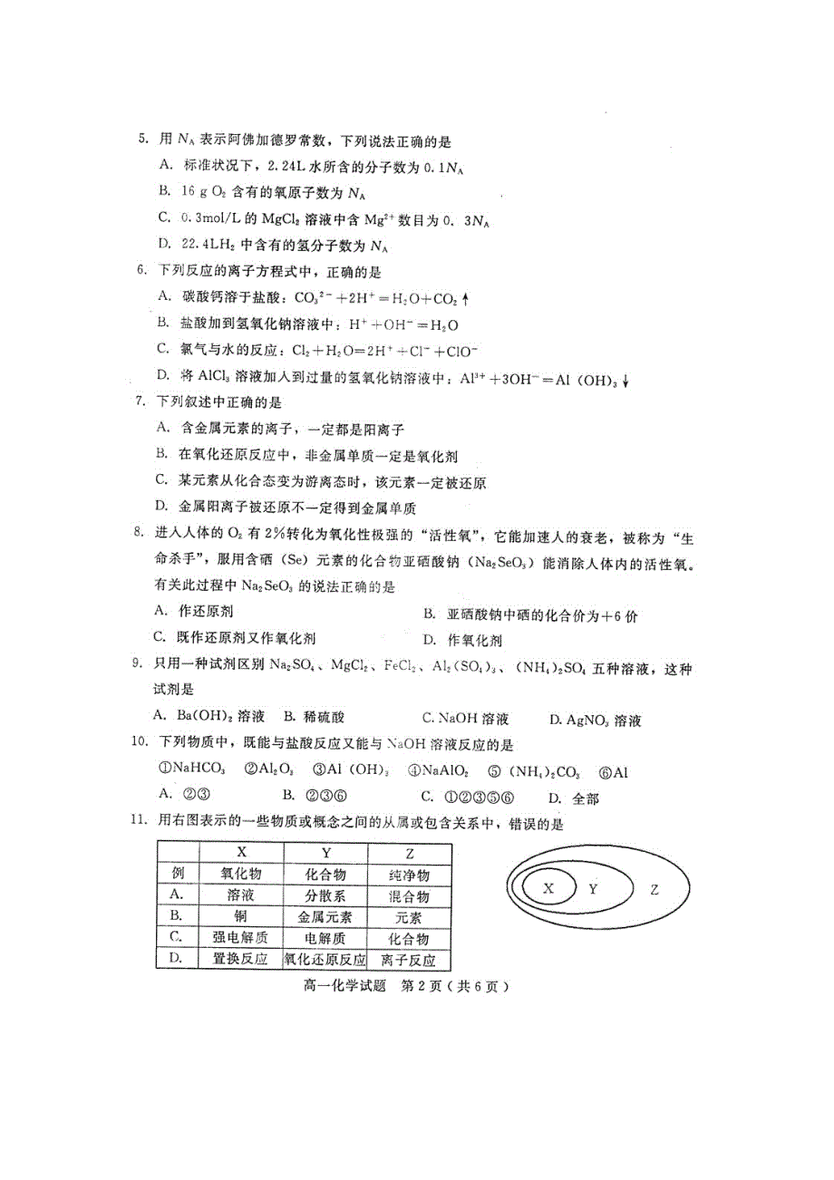 四川省乐山一中10-11学年高一上学期期末考试（化学）（扫描版）.doc_第2页