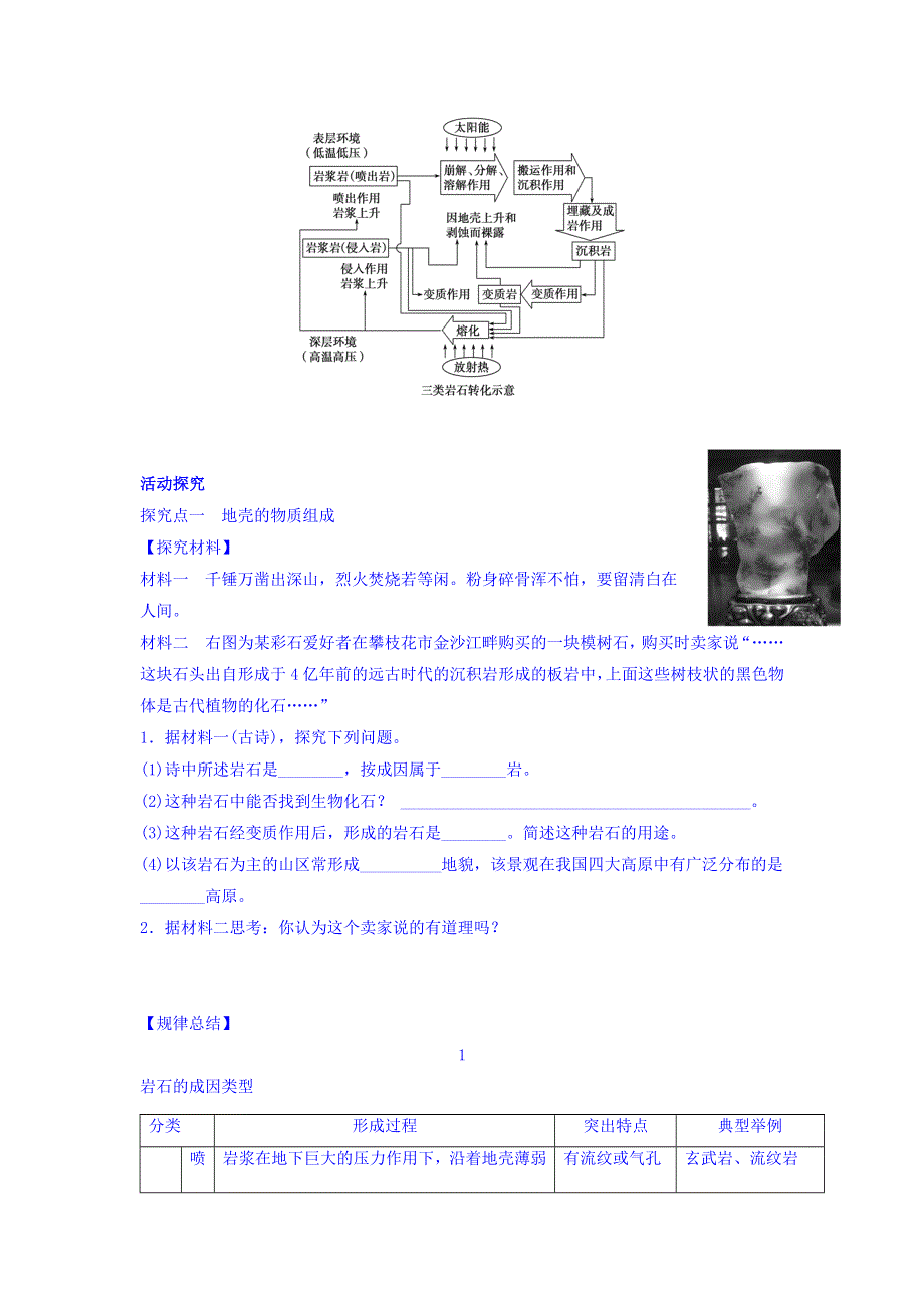 云南省德宏州梁河县第一中学2018届高考地理一轮复习学案：岩石圈的组成和物质循环 WORD版缺答案.doc_第2页