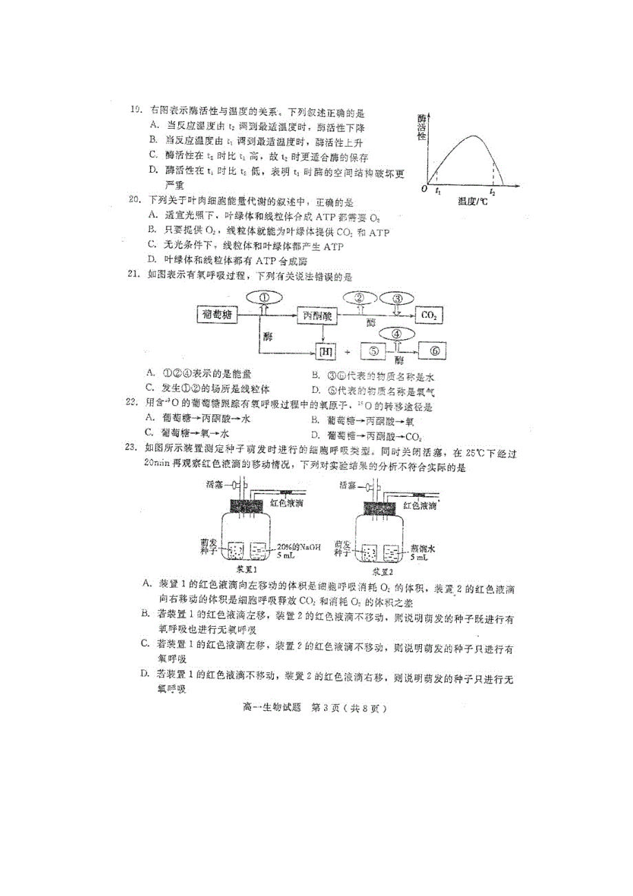 四川省乐山一中10-11学年高一上学期期末考试（生物）（扫描版）.doc_第3页