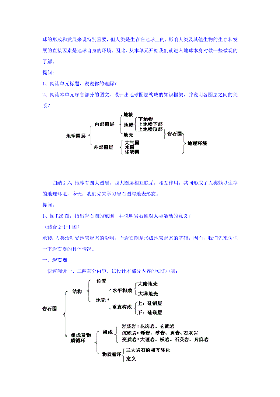 云南省德宏州梁河县第一中学2018届高考地理一轮复习学案：从地球圈层看地理环境岩石圈与地表形态 WORD版缺答案.doc_第2页