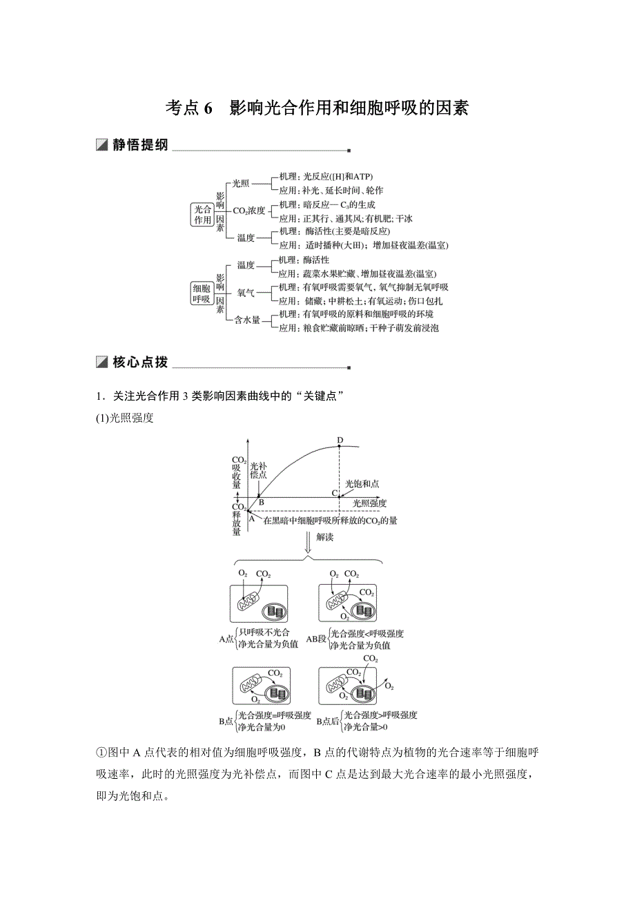 2019版高考生物二轮增分策略江苏专版精致讲义：专题二 细胞代谢 考点6 WORD版含答案.docx_第1页