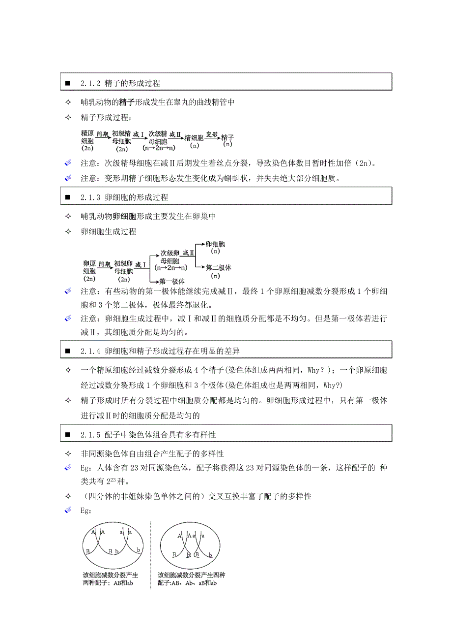 《个人珍藏版》高中人教版生物学生笔记：必修2 2.1 减数分裂和受精作用.doc_第3页
