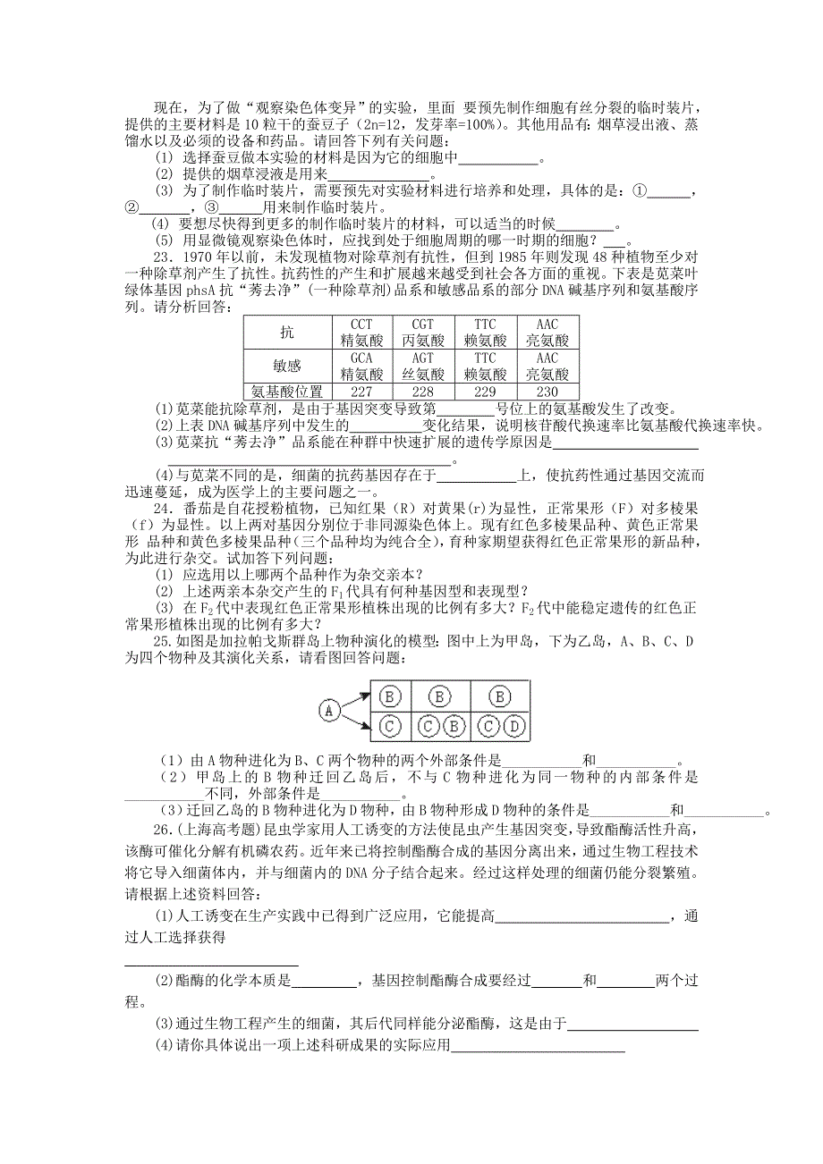 2008高三第一轮复习单元测试（第四单元——遗传与进化）.doc_第3页