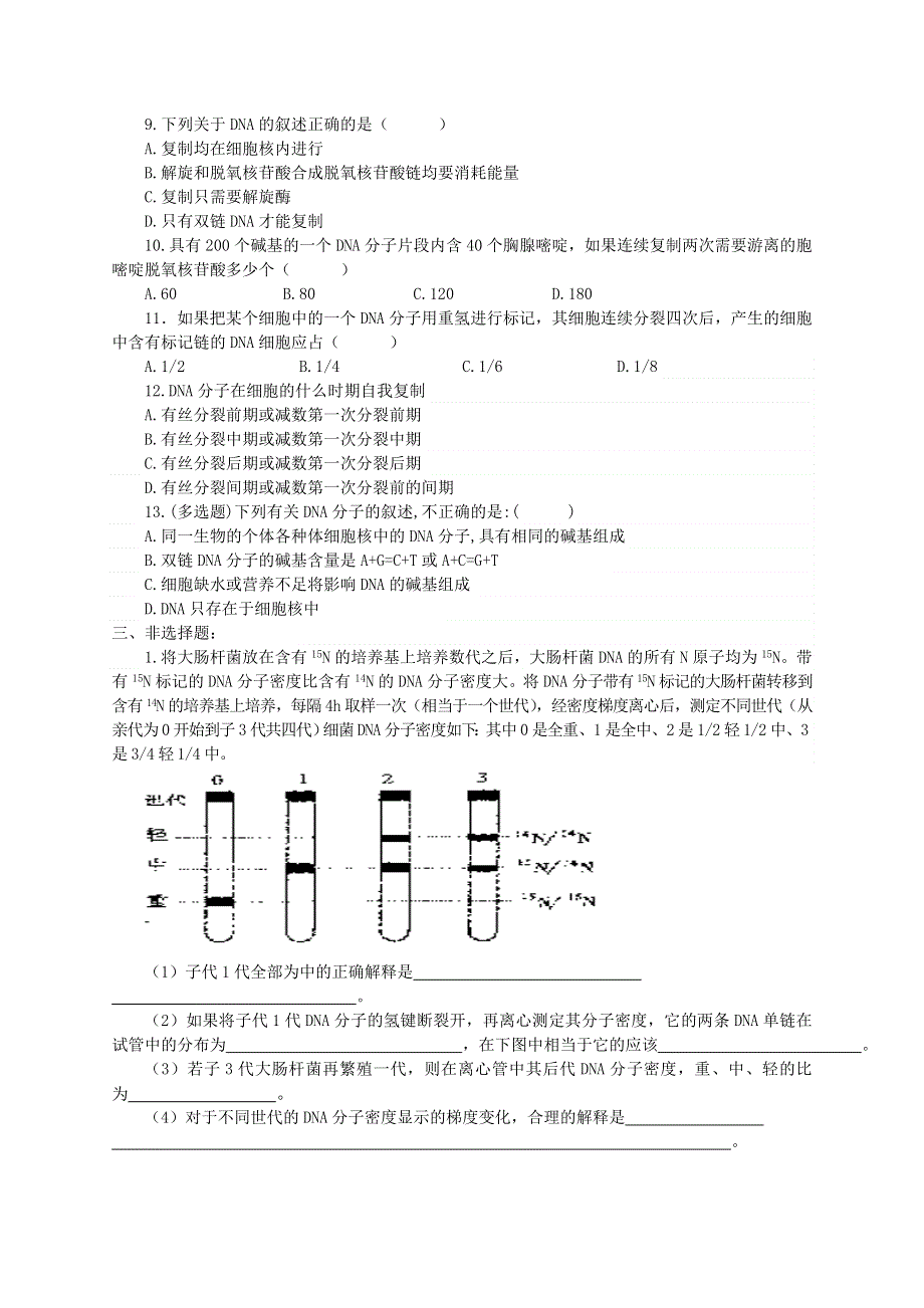 《二 DNA分子的结构DNA复制》同步练习（1）.doc_第2页