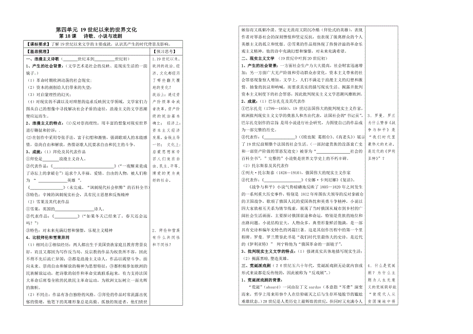 2008高考岳麓版一轮复习（必修三）：第四单元 19世纪以来的世界文化 .doc_第1页