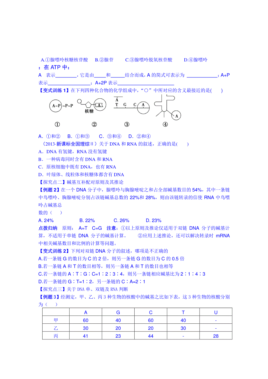 福建省长泰县第二中学2014高考生物一轮复习学练：必修二 19DNA分子的结构、复制.doc_第3页