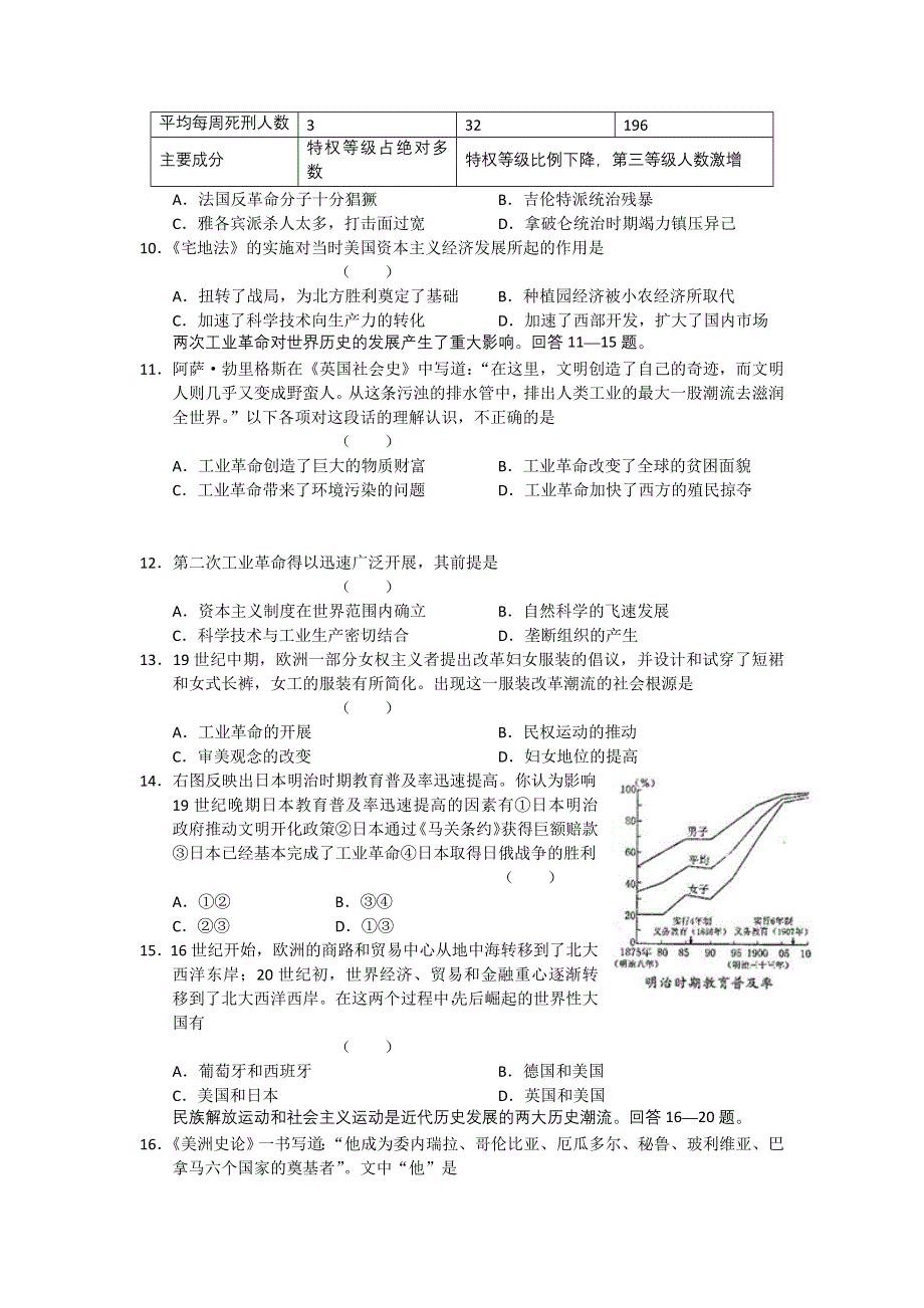 四川省乐山市2012届高三期末检测考试试题 历史 WORD版.doc_第3页