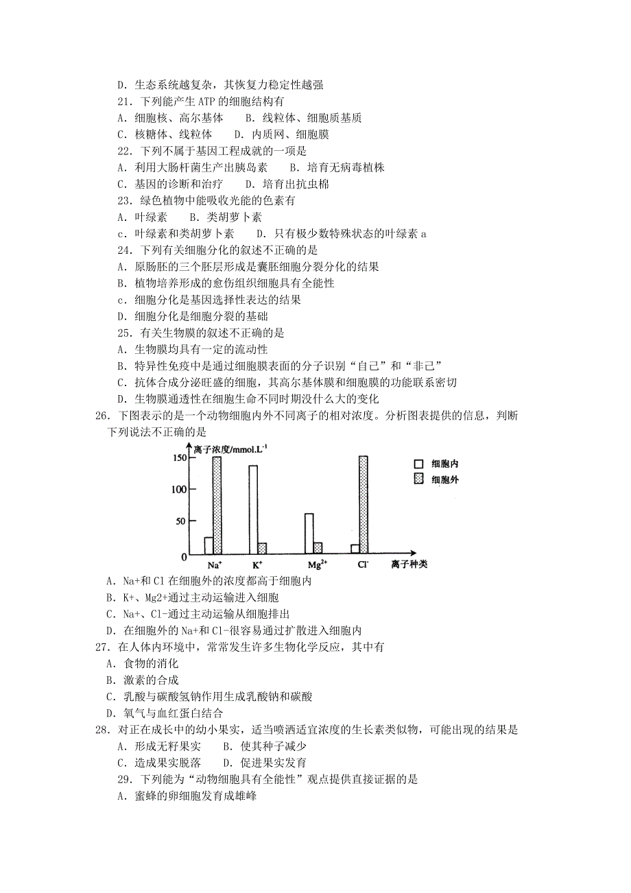 唐山市2007—2008学年度高三年级摸底考试（生物）.doc_第3页