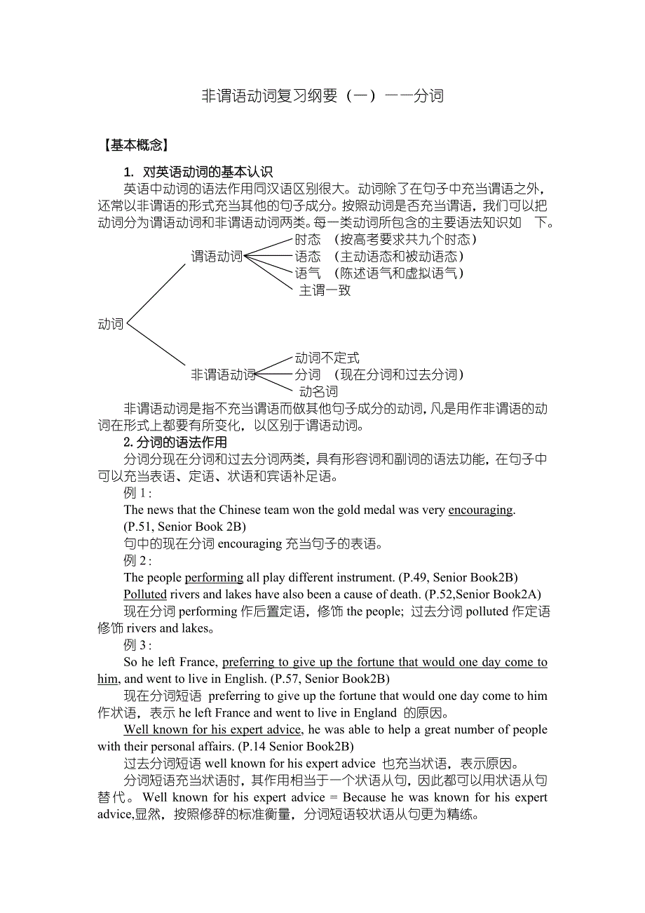 2007非谓语动词复习纲要（一）——分词.doc_第1页