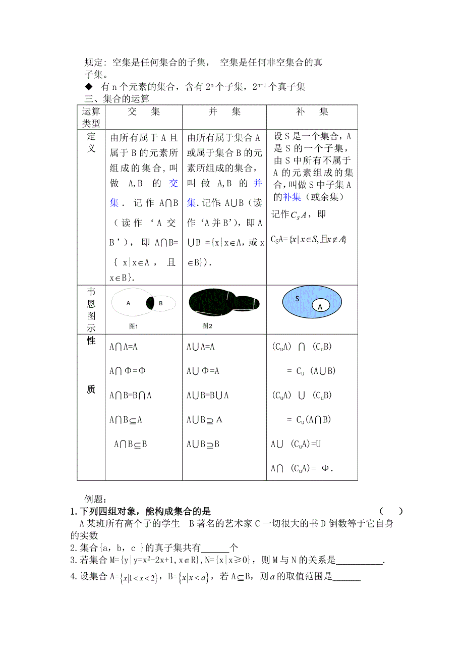 四川外国语大学附属外国语学校高一数学人教A版必修1知识点总结归纳：第1章 集合与函数概念 .doc_第2页