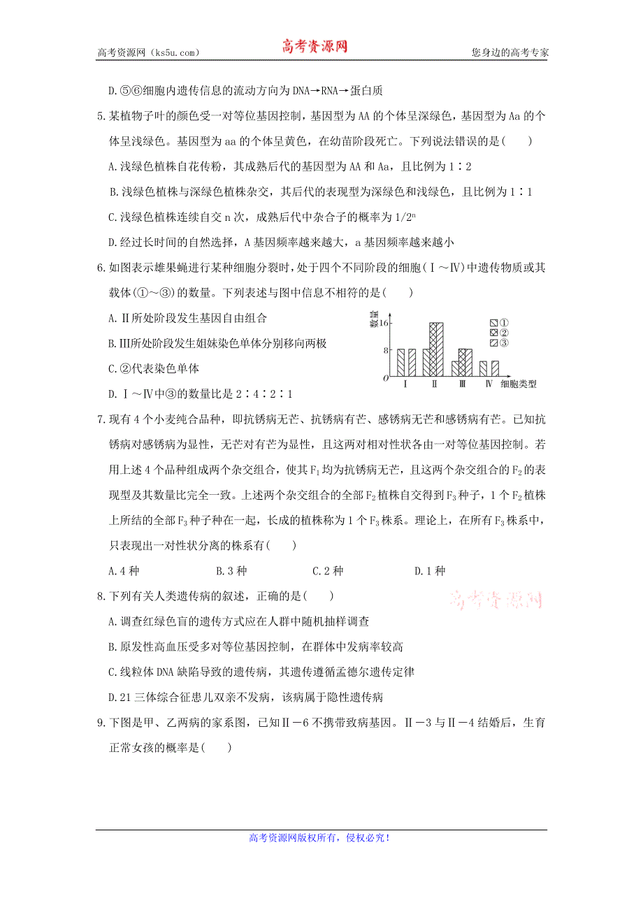 四川外语学院重庆第二外国语学校2017届高三上学期周周清（28）生物试题 WORD版含答案.doc_第2页