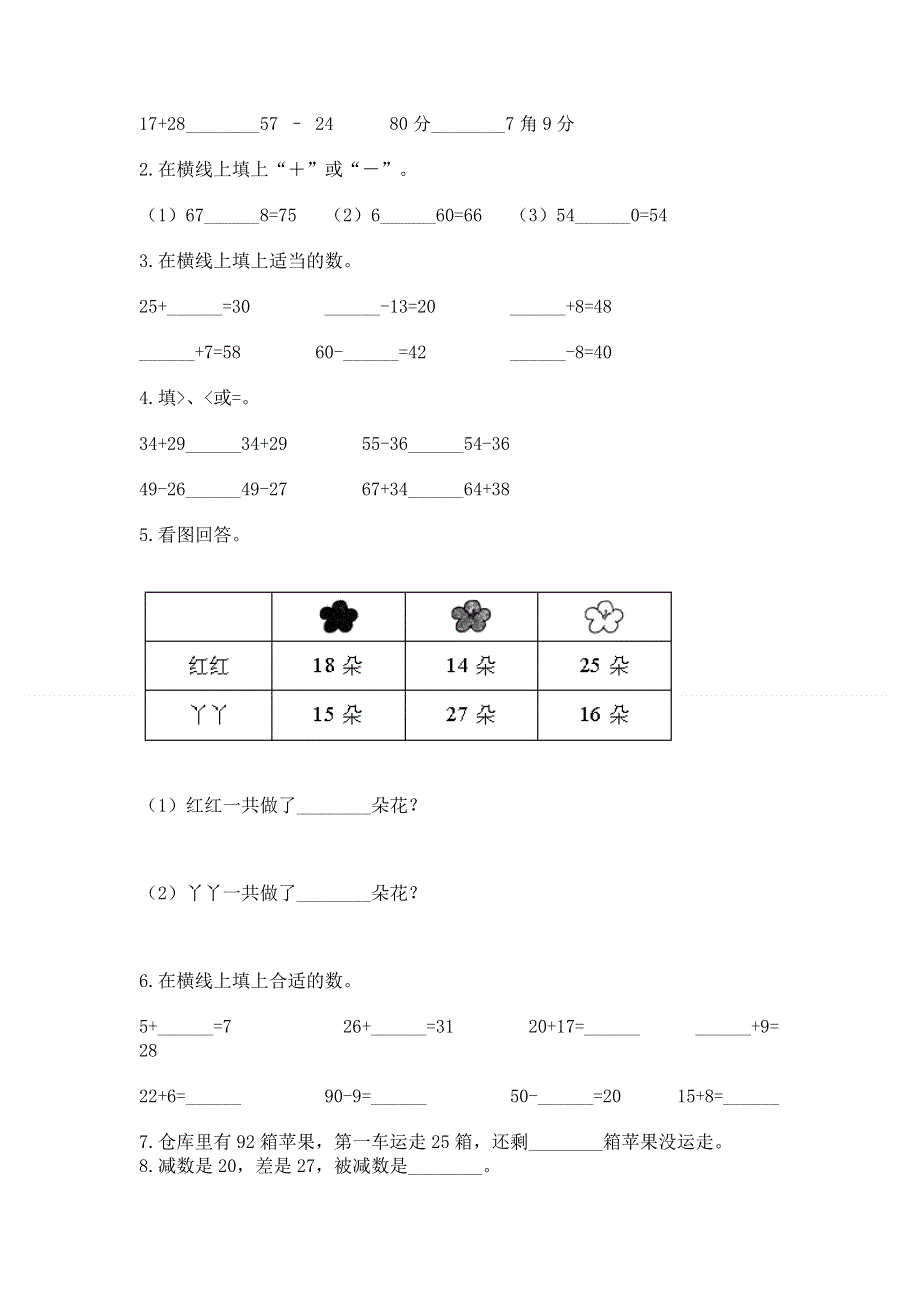 小学二年级数学知识点《100以内的加法和减法》必刷题及一套答案.docx_第2页