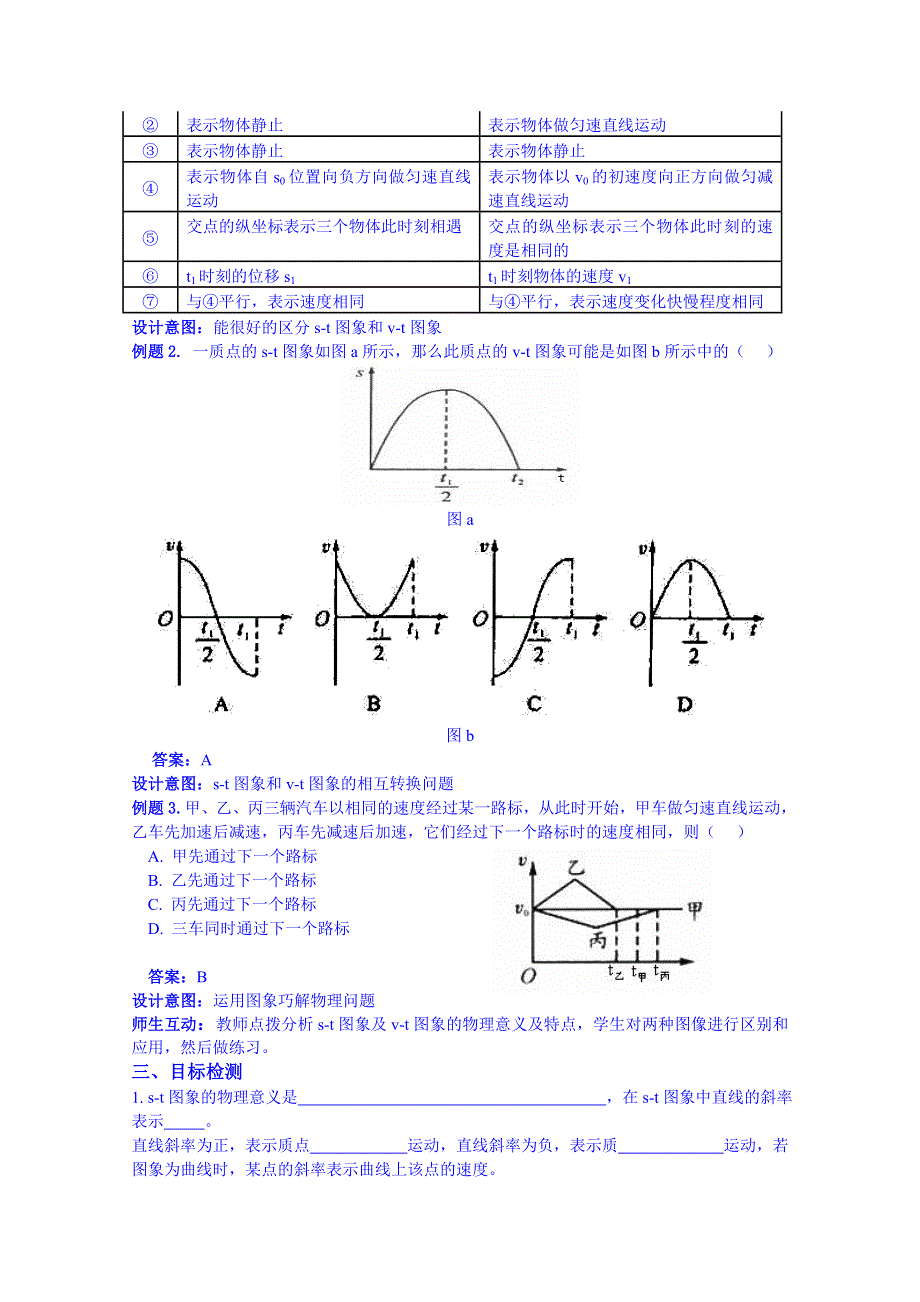 云南省德宏州潞西市芒市中学2014-2015学年高中物理教案必修一 1.4S-T图像和V-T图像.doc_第2页