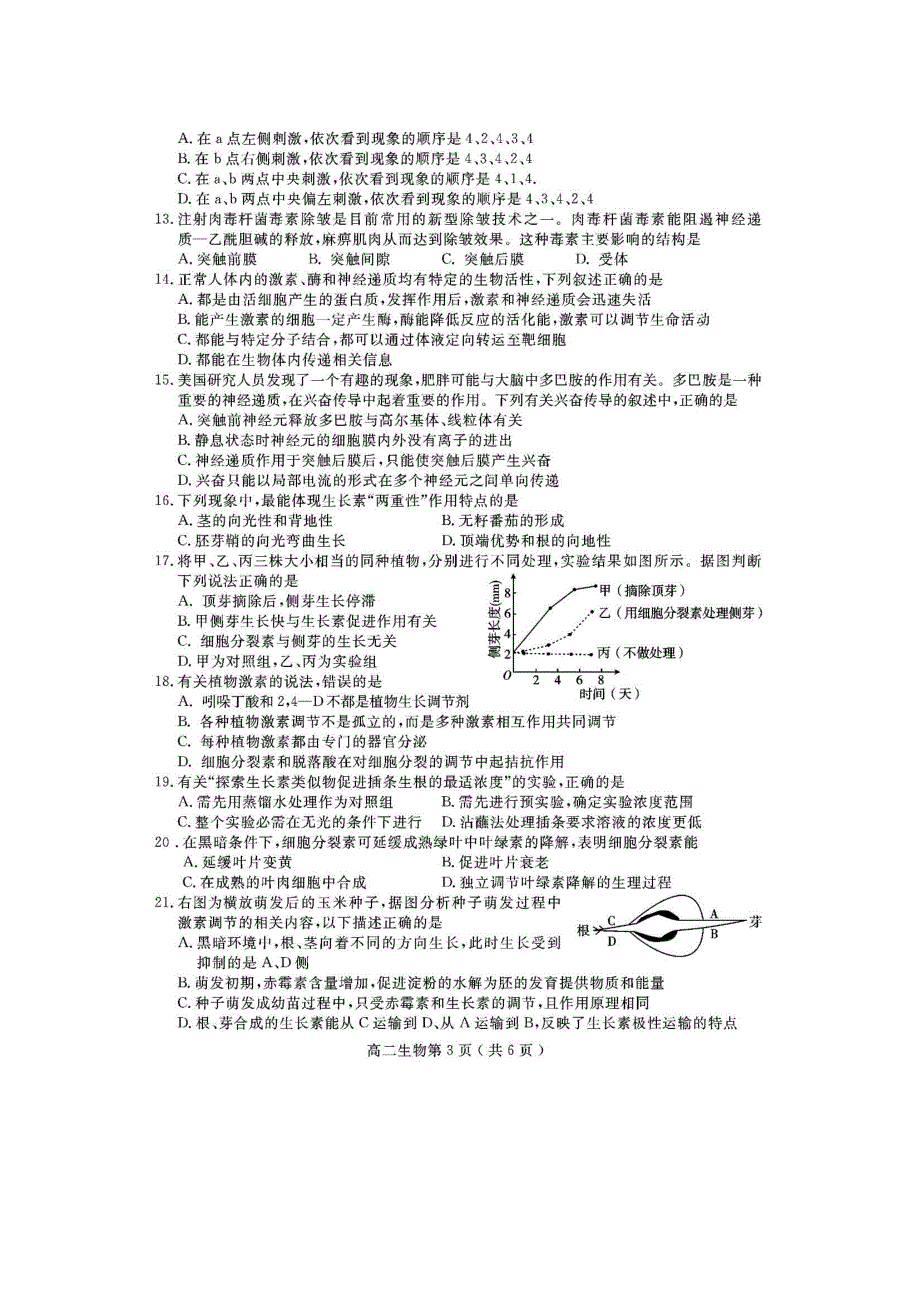 四川省乐山市高中2018-2019学年高二上学期期末教学质量检测生物试题 扫描版含答案.doc_第3页