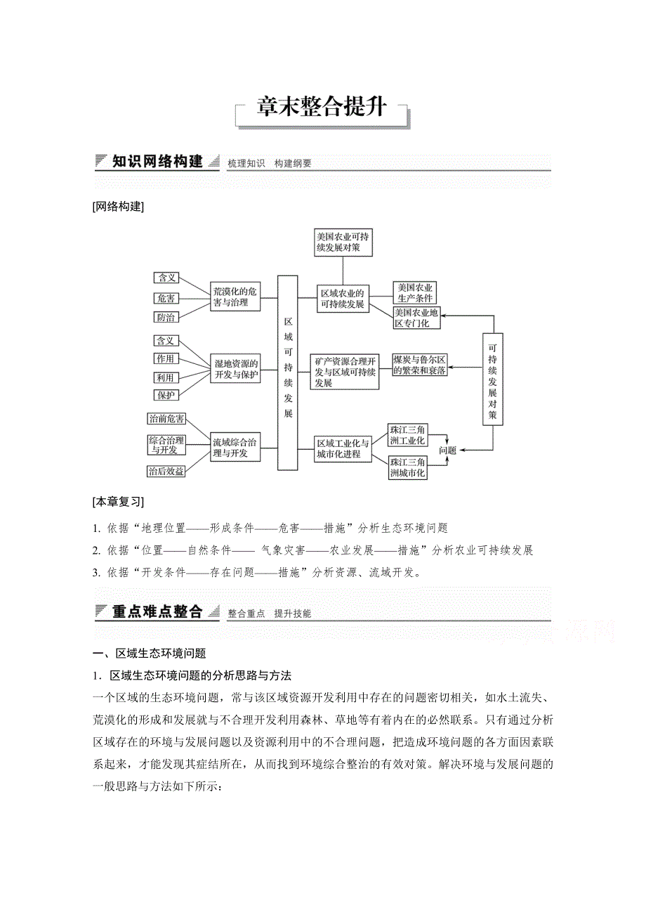 《创新设计课堂讲义》2016-2017学年高中地理（湘教版必修3）配套文档：第二章 区域可持续发展 章末整合提升 WORD版含答案.docx_第1页