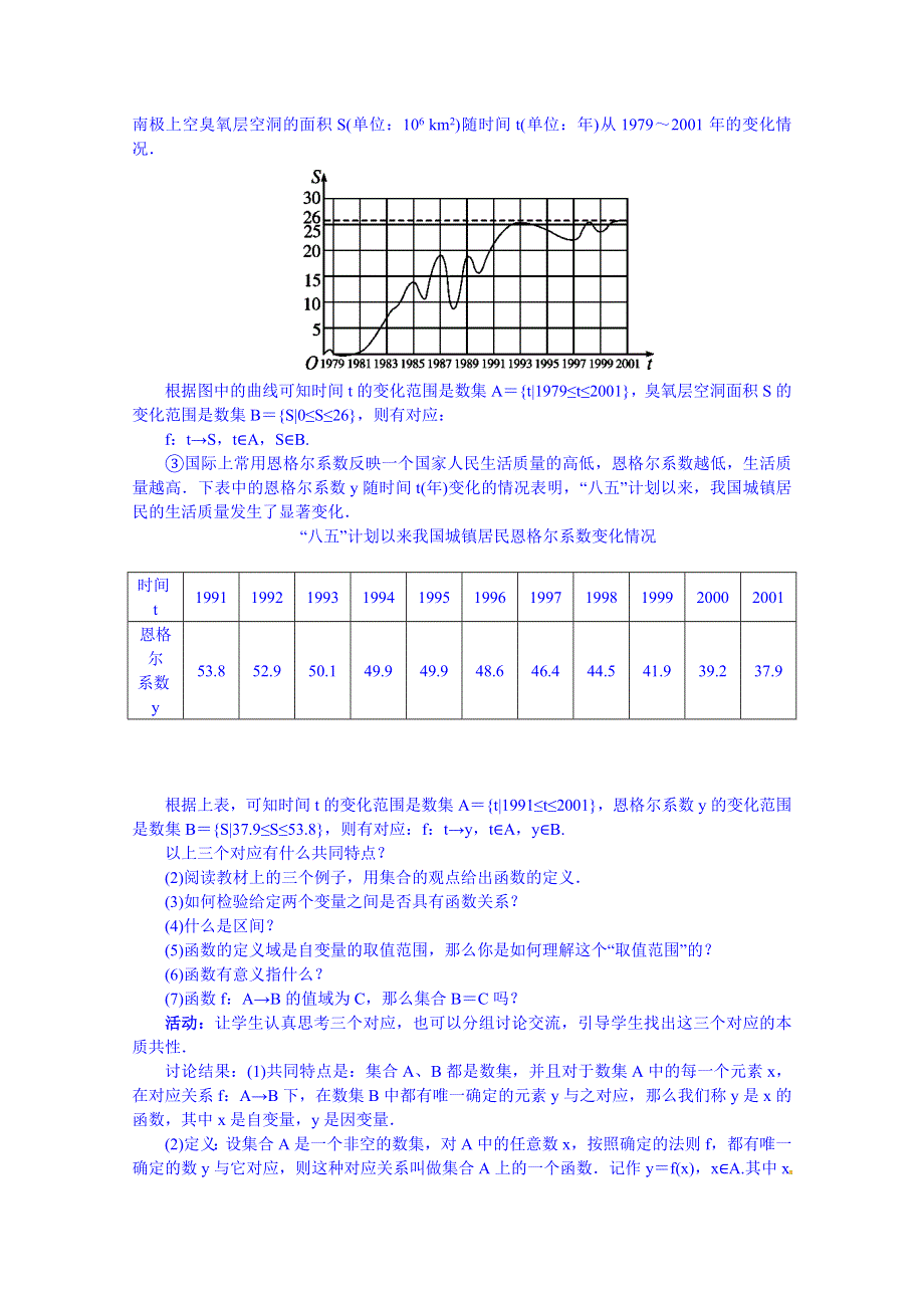 高中数学（人教新课标B版）教学设计 必修一：2.1.1.1 变量与函数的概念 (设计者：高建勇).doc_第2页