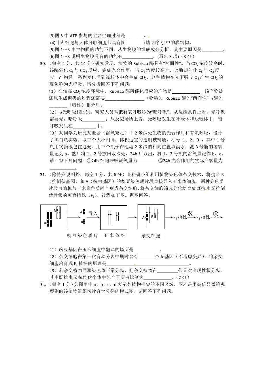 四川省乐至中学2016届高三上学期9月月考生物试卷 WORD版含答案.doc_第3页