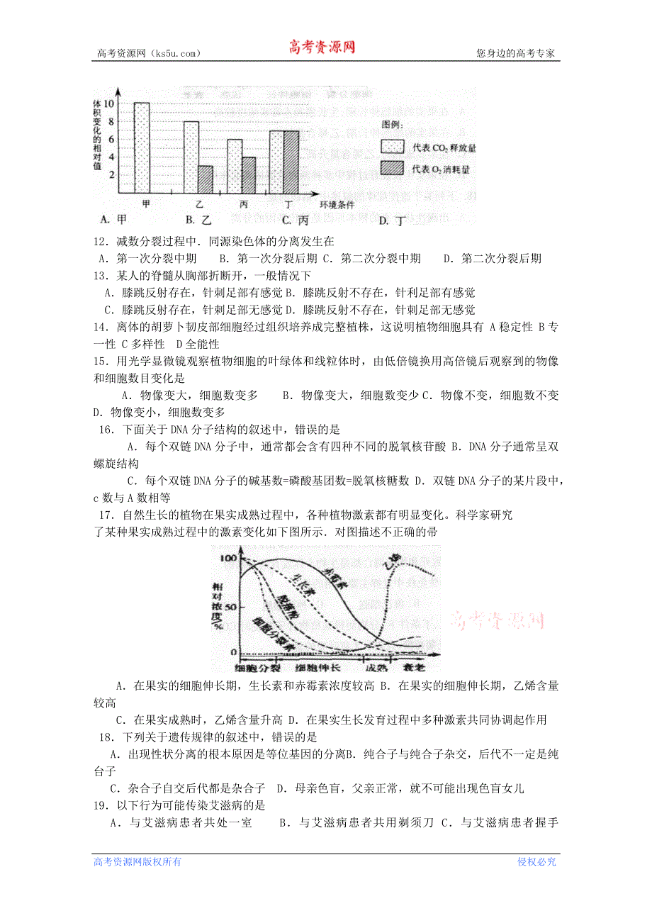 2010年12月黑龙江省普通高中学业水平考试（生物）.doc_第2页