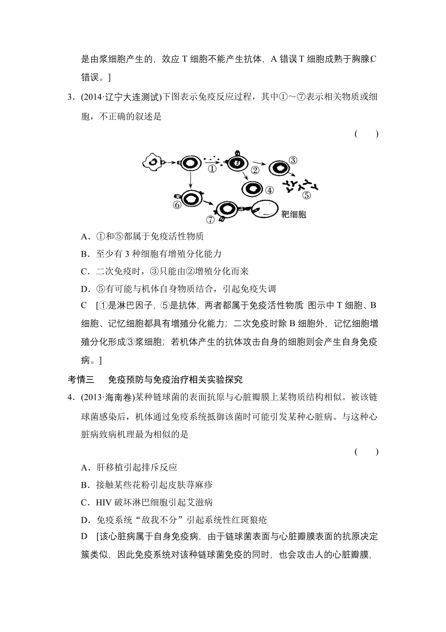 《创新大课堂》2015高考生物（人教版）一轮随堂考情体验：3-8-25 免疫调节.doc_第2页