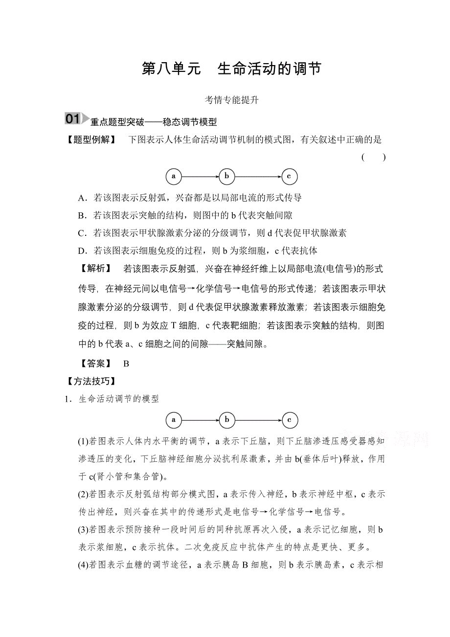 《创新大课堂》2015高考生物（人教版）大一轮总复习随堂考情体验 考情专能提升 第八单元 生命活动的调节.doc_第1页