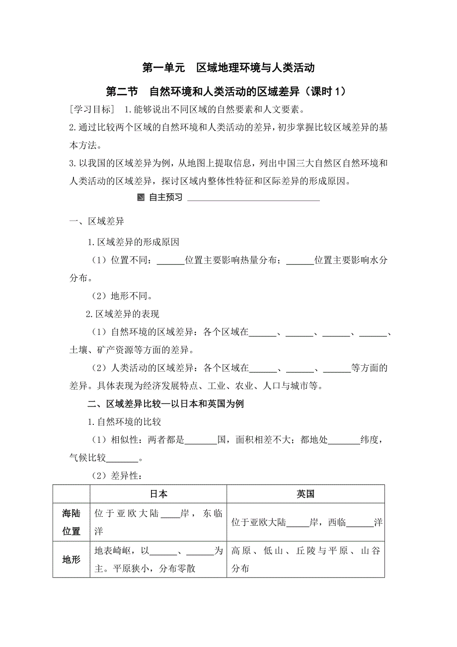 云南省德宏州梁河县第一中学高中地理必修三：1-2自然环境和人类活动的区域差异学案 .doc_第1页