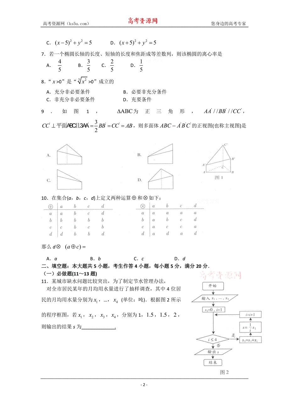 2010年高考数学文广东卷（精校版）.doc_第2页