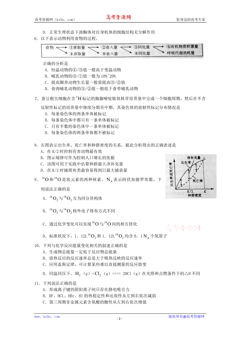 2010年高考理综山东卷（精校版WORD含答案）.doc_第2页