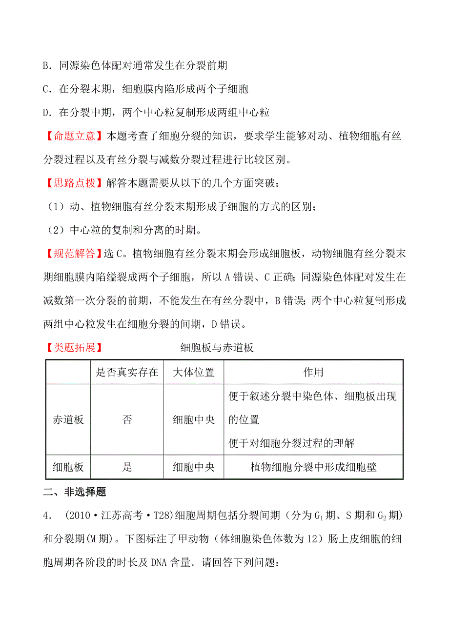 2010年高考生物试题（新课标版）分类汇编4 细胞的增殖、分化、衰老、癌变和凋亡 WORD版含解析.doc_第3页