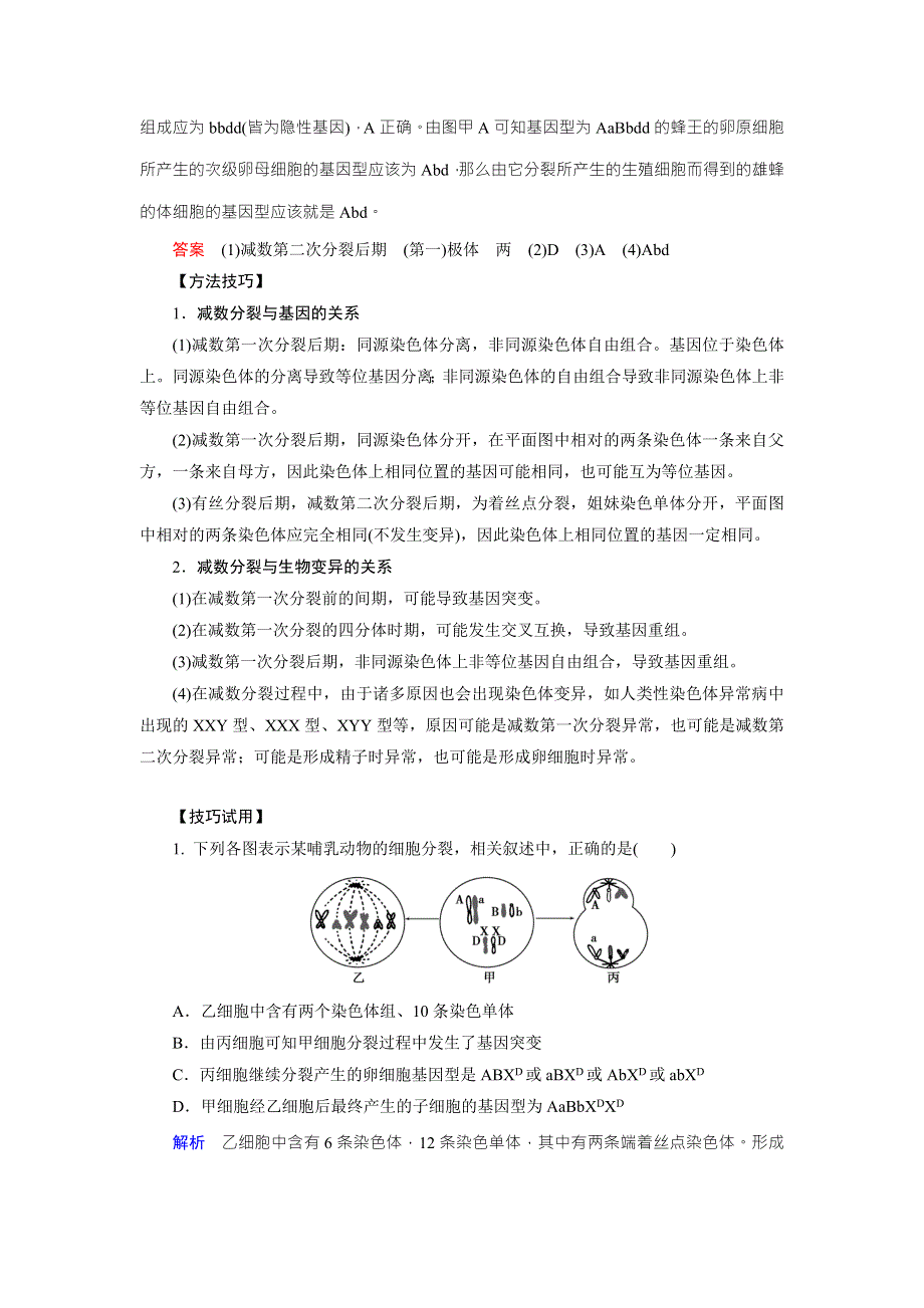 《创新大课堂》2016届高三生物一轮复习人教版课时作业 第4单元 细胞的生命历程 单元备考特供（四） .doc_第2页