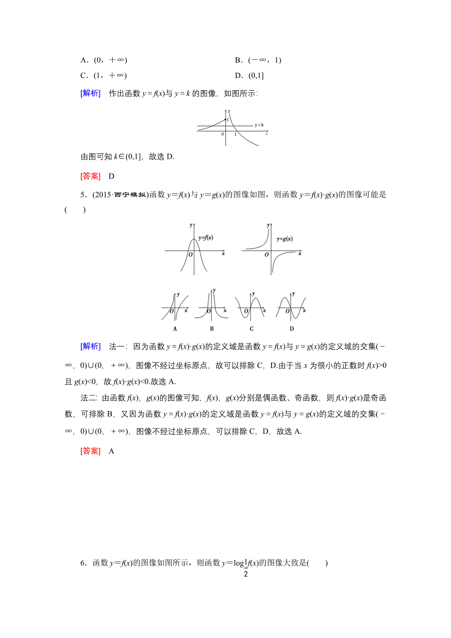 《创新大课堂》2016高考数学（新课标人教版）一轮总复习练习：第2章 函数.导数及其应用 第7节 函数图像.doc_第2页