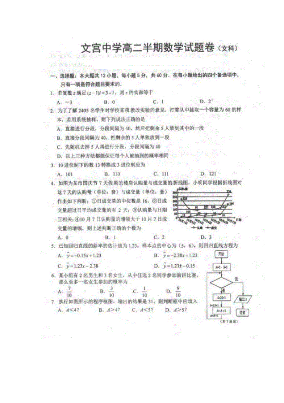 四川省仁寿县文宫中学2019-2020学年高二数学6月月考（期中）试题 文（扫描版）.doc_第1页