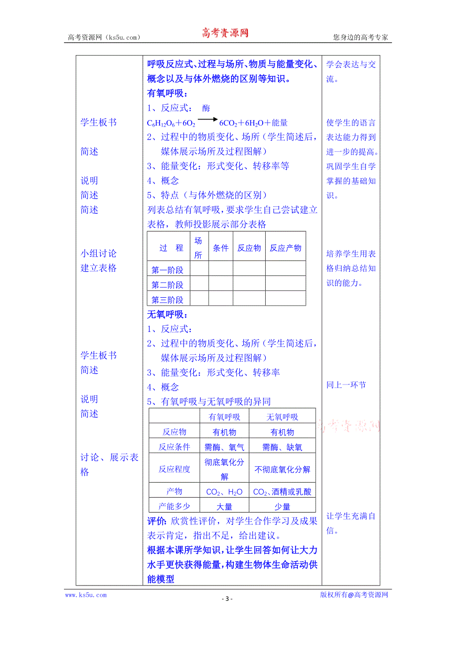 云南省德宏州梁河县第一中学高中生物学案必修一：第五章 第三节 ATP的主要来源—细胞呼吸.doc_第3页