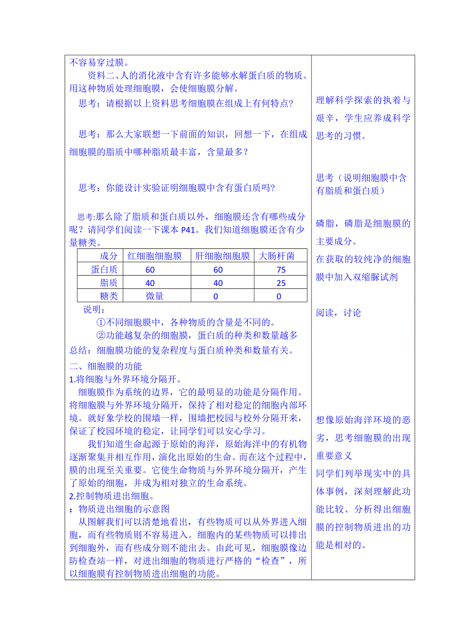 云南省德宏州梁河县第一中学高中生物必修一：3.1系统的边界-细胞膜 教案.doc_第3页