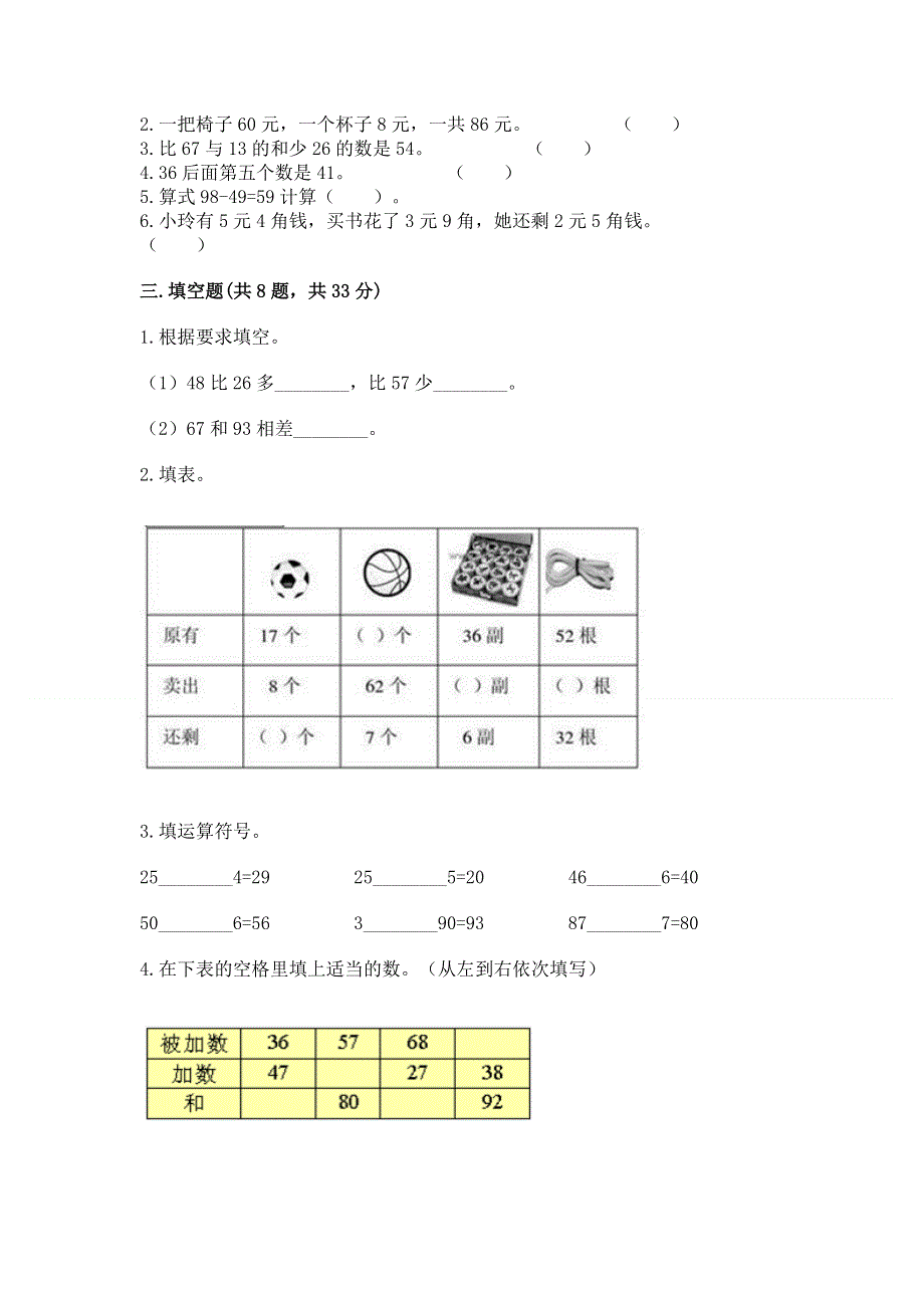 小学二年级数学知识点《100以内的加法和减法》专项练习题带答案（培优）.docx_第2页