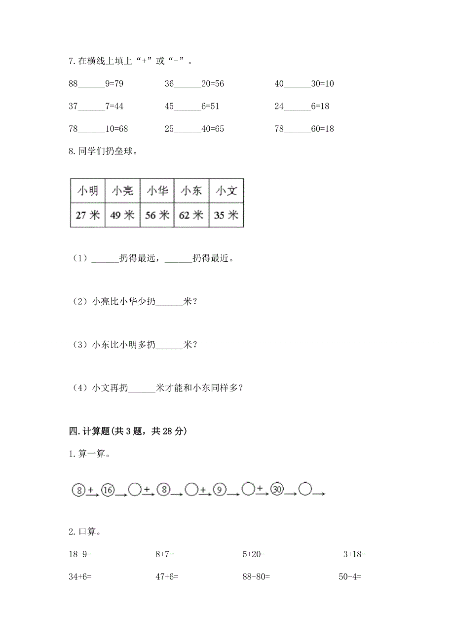 小学二年级数学知识点《100以内的加法和减法》专项练习题精品（网校专用）.docx_第3页