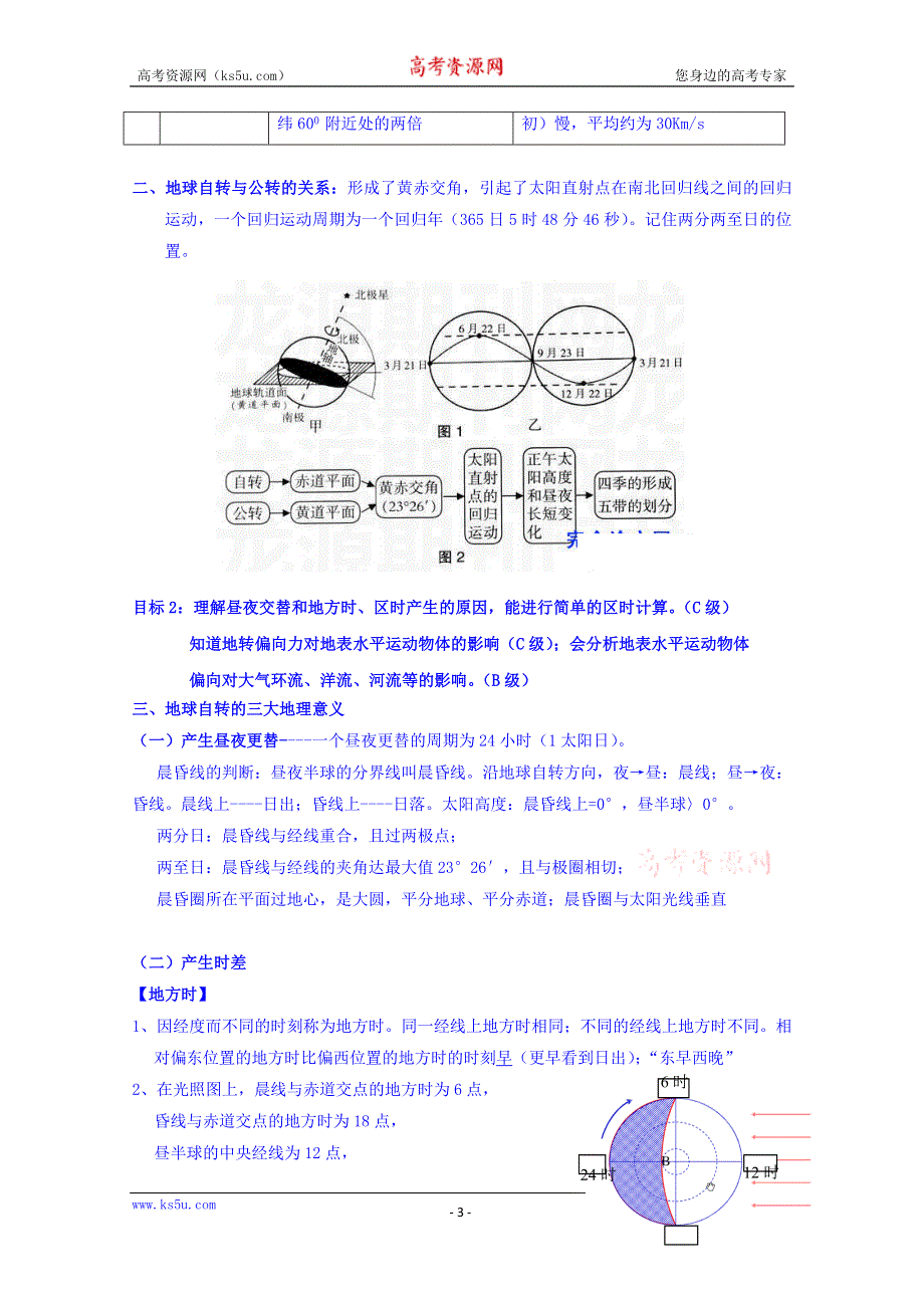 云南省德宏州梁河县第一中学高二地理会考复习：必修一 第一单元 .doc_第3页