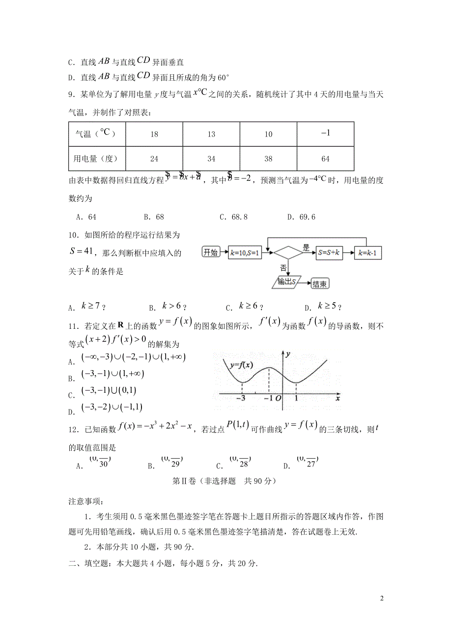 四川省乐山市十校2020-2021学年高二数学下学期期中联考试题 文.doc_第2页