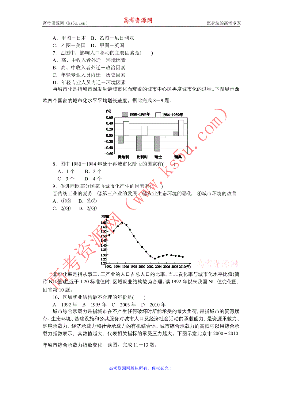 《创优课堂》2016秋地理一轮练习：考点17 城市化及其对地理环境的影响 WORD版含解析.doc_第2页