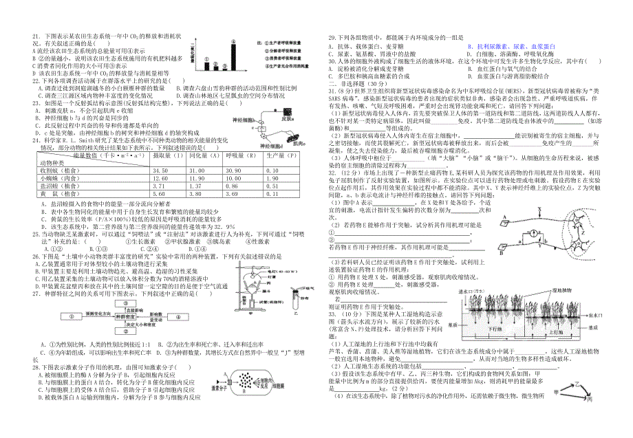 四川省乐山市沫若中学2020-2021学年高二生物下学期入学考试试题.doc_第2页