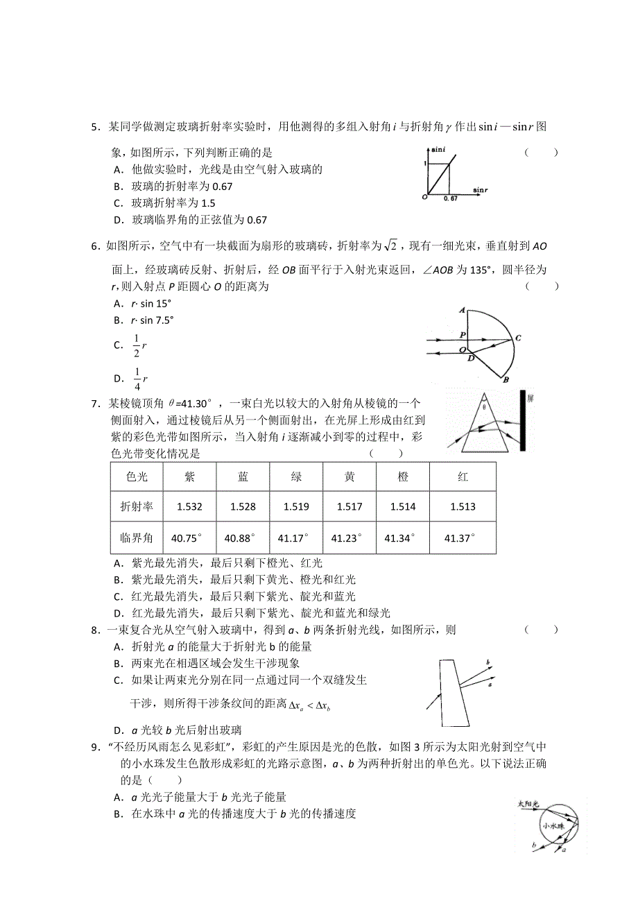 2011-2012学年大纲版高三上学期单元测试（11）物理试题.doc_第2页