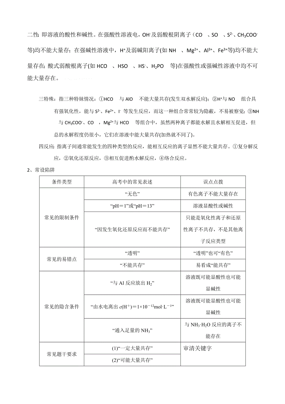 《化学三年经典错题本》2014届高三二轮之离子共存（含解析）.doc_第2页