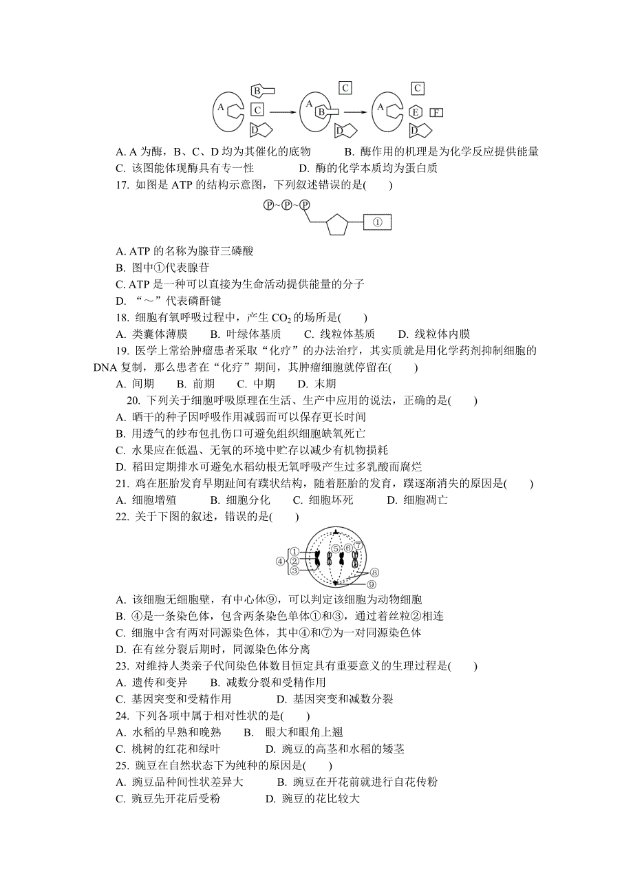 《发布》江苏省徐州市2021-2022学年高二上学期学业水平合格性考试模拟试卷（12月） 生物 WORD版含答案.DOCX_第3页