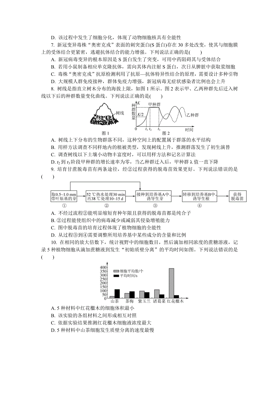 《发布》江苏省连云港市2022届高三下学期二模考试（4月） 生物 WORD版含答案.docx_第2页