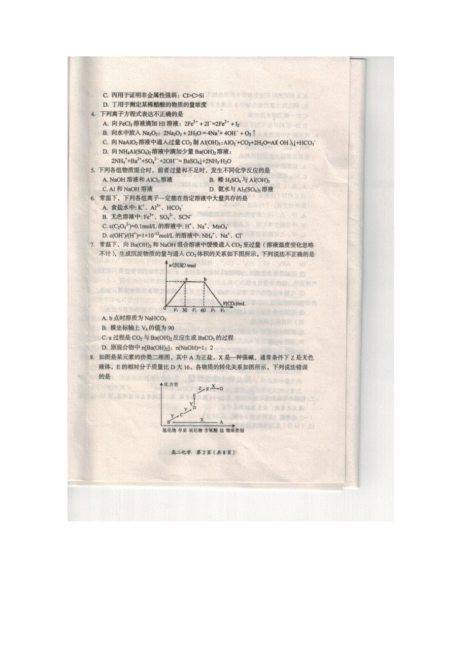 《发布》辽宁省葫芦岛市2018-2019学年高二下学期学业质量监测（期末） 化学 图片版含答案.docx_第2页