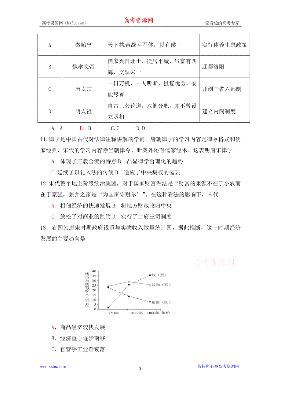 《发布》福建省龙海市第二中学2020届高三上学期期初考试 历史 WORD版含答案.docx_第3页