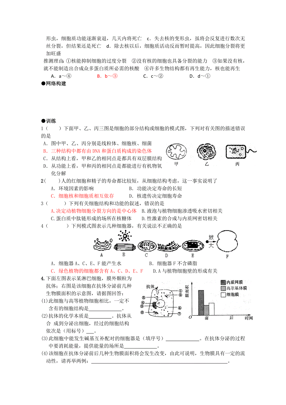 2011届复习学案——必修一全套第6讲细胞器——系统内的分工合作和细胞核——系统的控制中心.doc_第2页