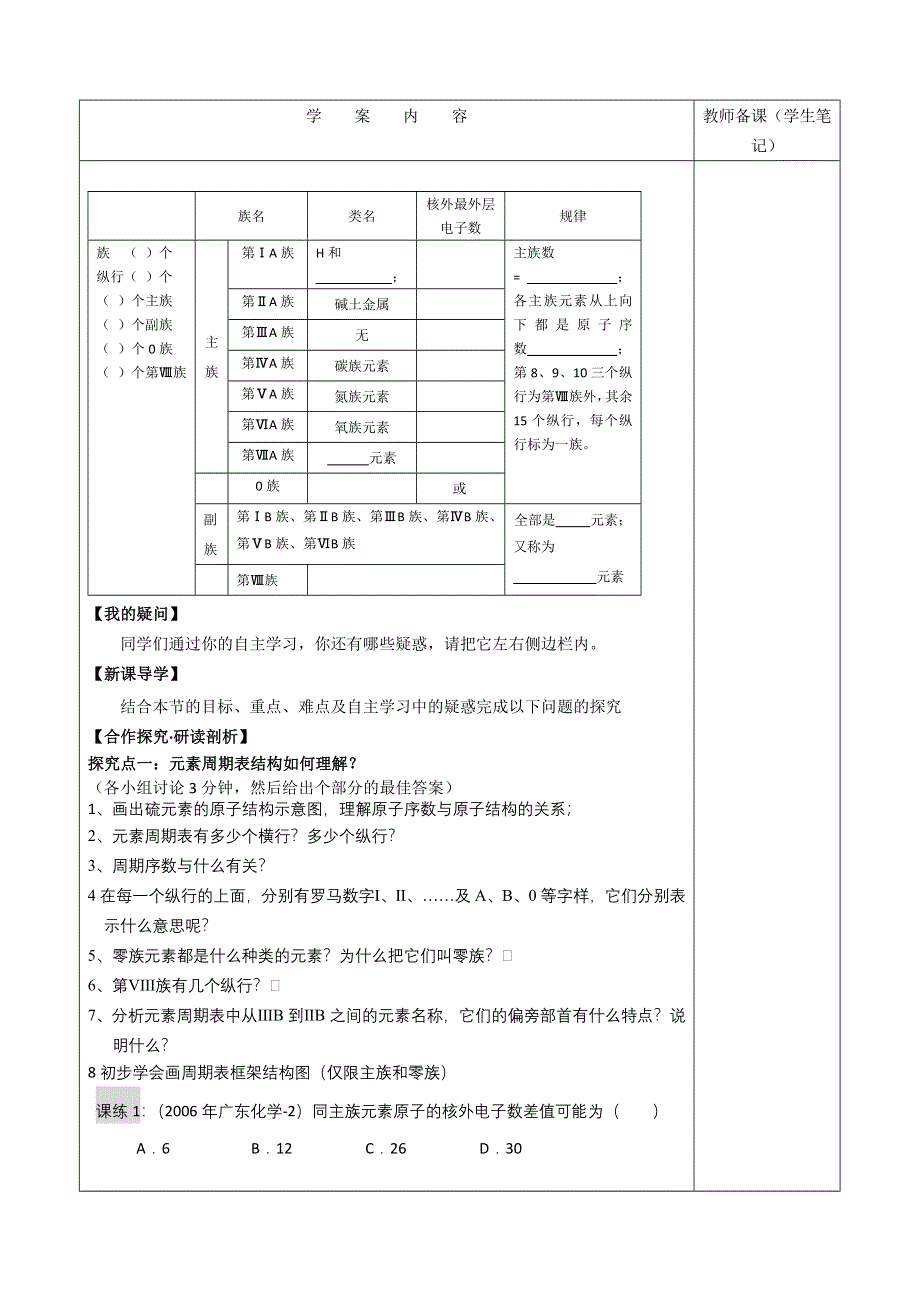 云南省昆明市官渡区第二中学人教版化学必修二11 元素周期表 导学案.doc_第3页